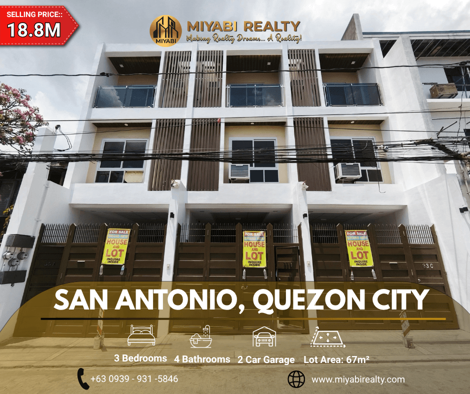 18.8M Brand New 3 Storey Townhouse Near Fishermall For Sale in San Antonio Quezon City - LSS