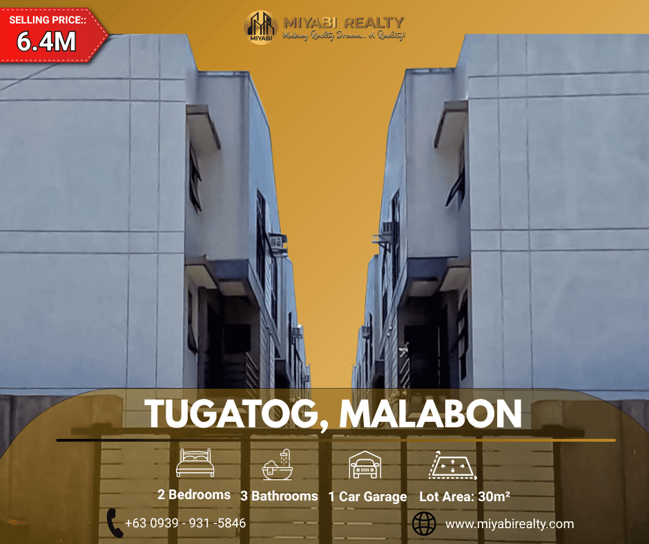 6.4M Brand New 3 Storey Compound type Townhouse For Sale in Tugatog, Malabon City Near Gov Pascual Ave - LSS