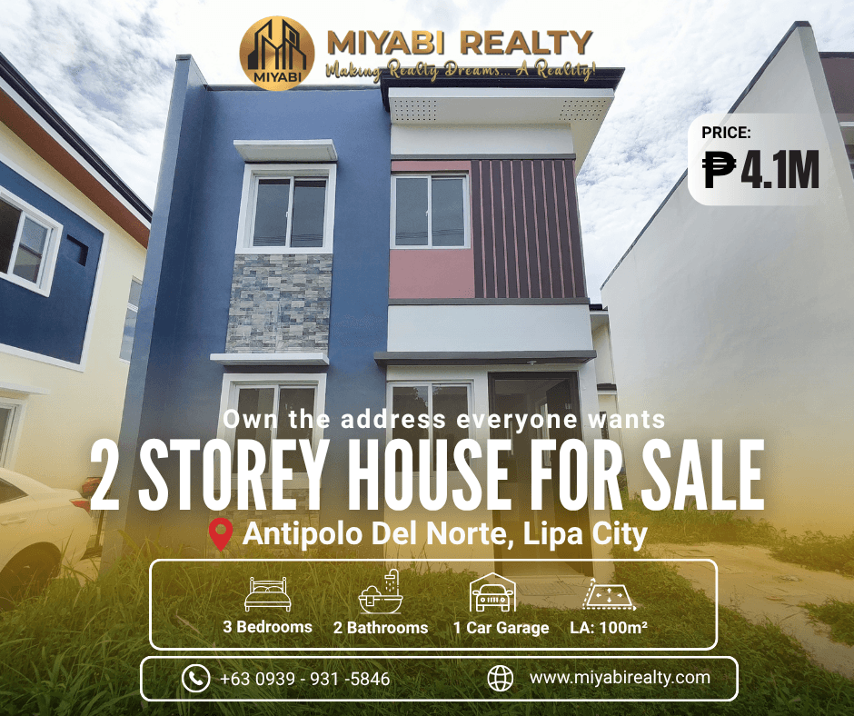 4.1M Brand New 2 Storey House & Lot with 3BR in Brgy Antipolo Del Norte,Lipa City Batangas For Sale - LSS