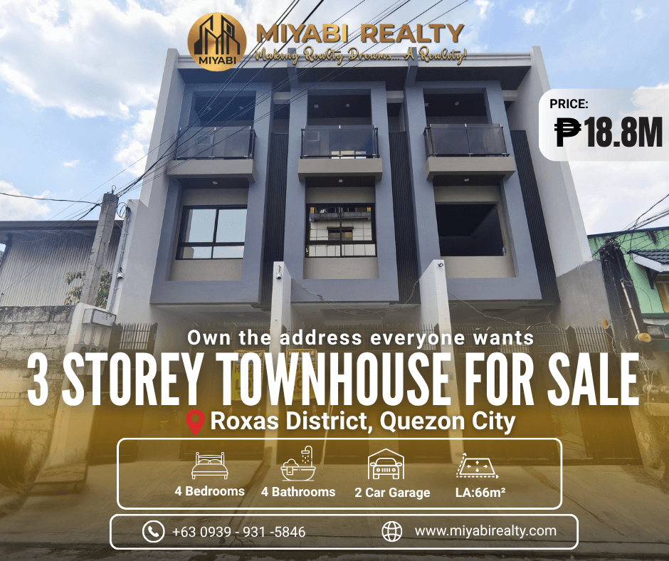Ready For Occupancy Brand New 3 Storey Townhouse with 4BR For Sale in Roxas District Quezon City - LSS