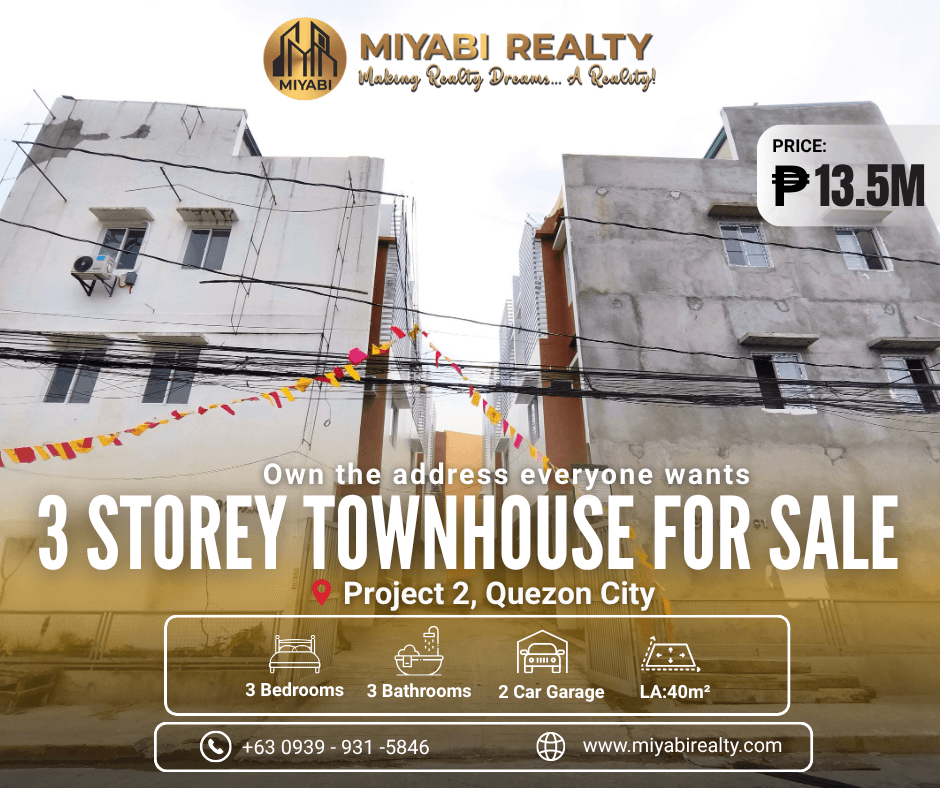  Ready For Occupancy 3 Storey Compound Townhouse with Roofdeck in Project 2 Quezon City For Sale - LSS