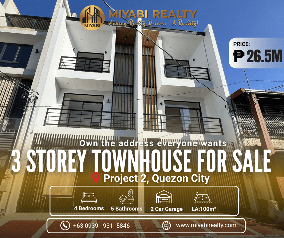 Ready For Occupancy 3 Storey Duplex Townhouse with 4BR For Sale in Project 2 Quezon City - LSS