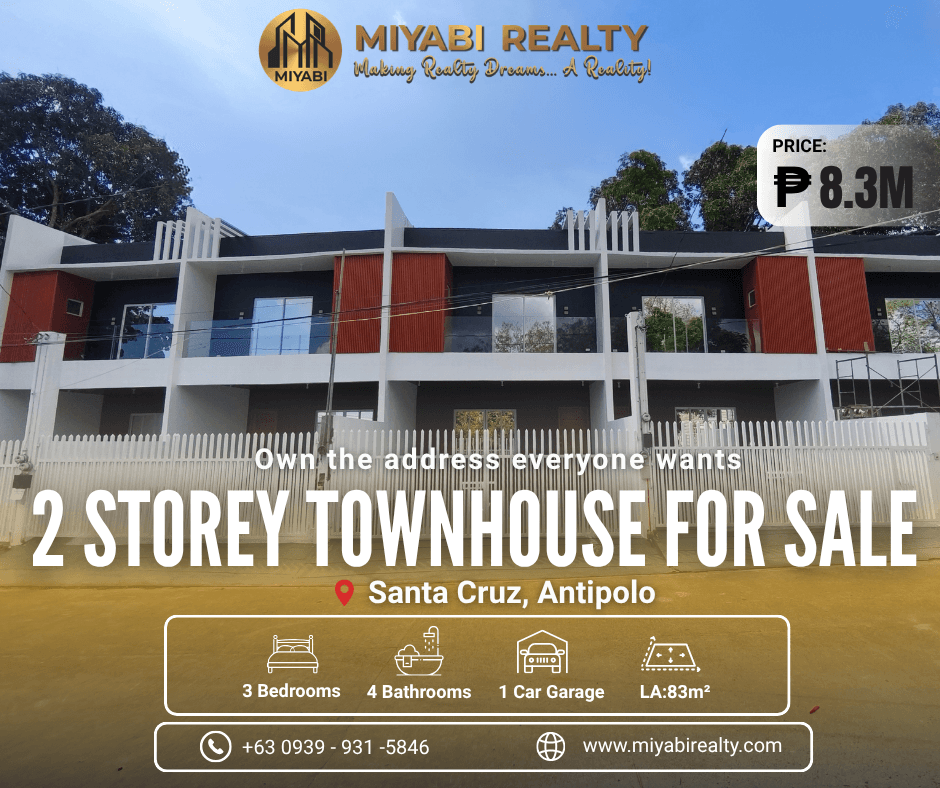 8.3M Ready For Occupancy  Brand New  2 Storey Townhouse with 2CG For Sale in Santa Cruz Antipolo -  LSS