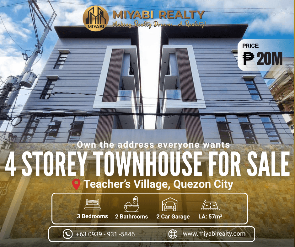 Ready For Occupancy Brand New 3BR 4-Storey Compound  Townhouse For Sale in Teachers Village, Quezon City - LSS