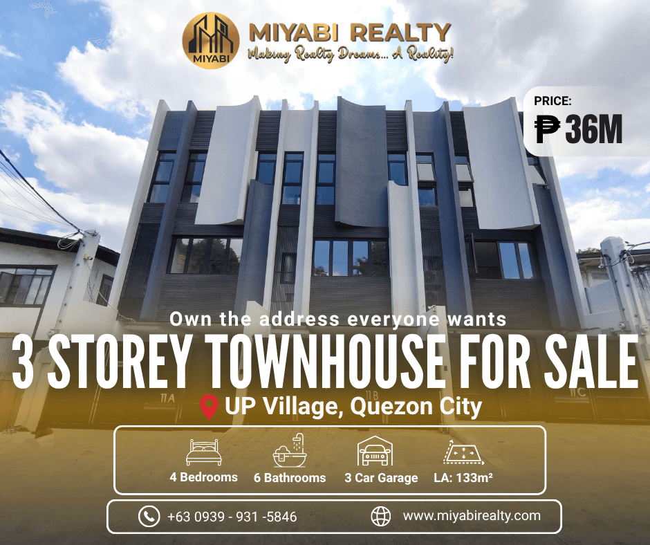 Brand New 36M 3 Storey Townhouse For Sale in UP Village Quezon City | 4BR  - LSS