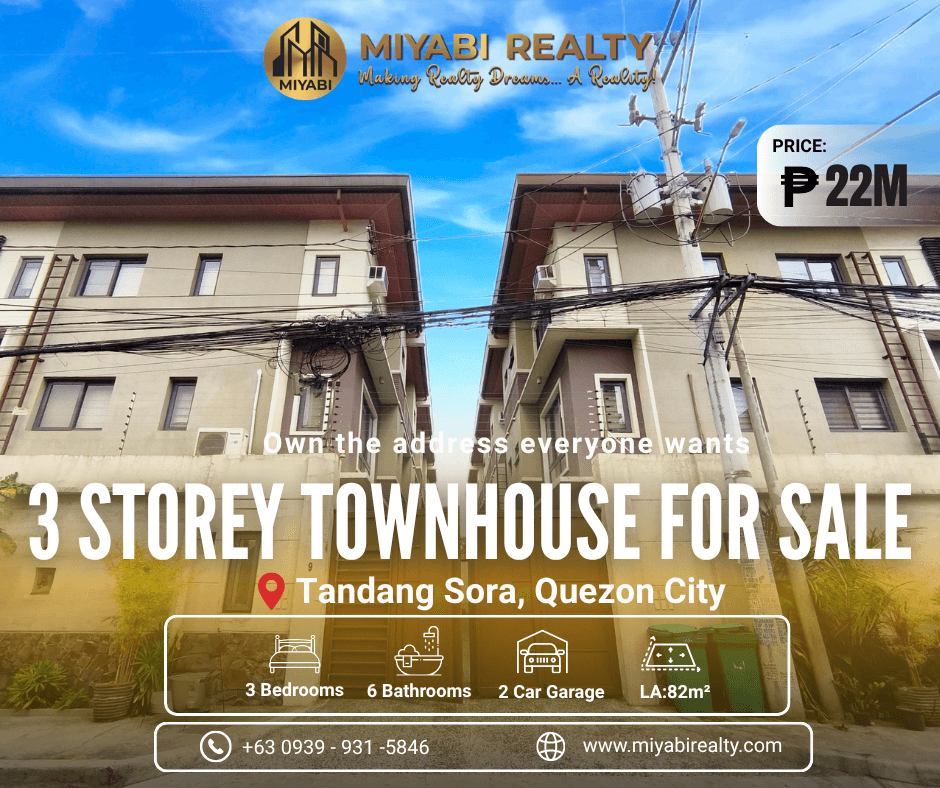 Ready For Occupancy 22M Brand New 3-Storey Townhouse For Sale in Tandang Sora, Quezon City | 3BR Near Visayas Avenue - LSS