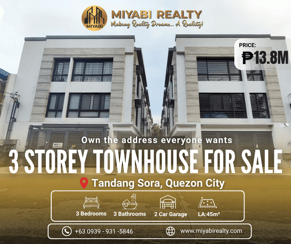 13.8M Brand New  Semi-Furnished 3-Storey Compound Townhouse in Tandang Sora, Quezon City For Sale - LSS