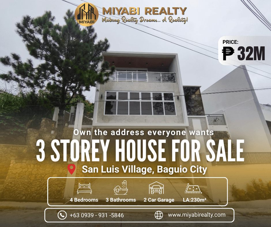 3-Storey Residential Single Detached  Smart Home with Roof Deck For Sale in San Luis Village, Baguio City - LSS