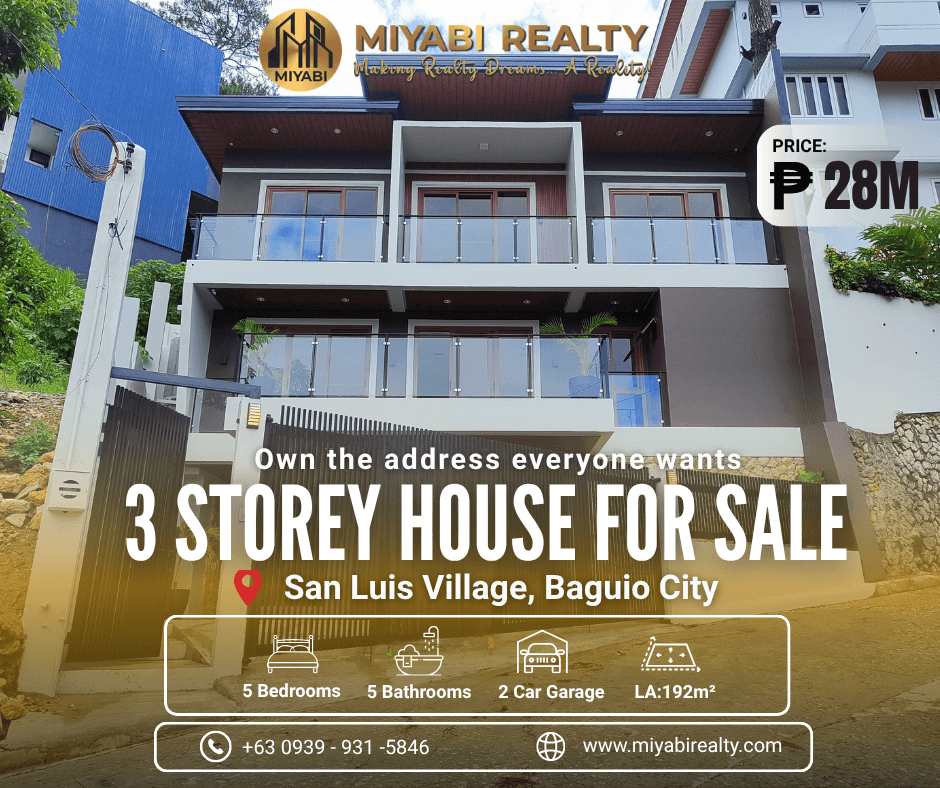 Ready For Occupancy Brand New 3-Storey House & Lot for Sale  | 5 Bedrooms For Sale in San Luis Village  Baguio - LSS