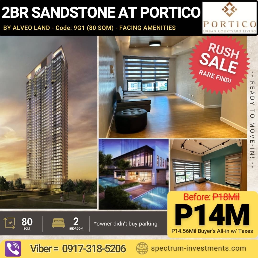 The Sandstone at Portico | 2BR 80sqm Condo for Sale in Pasig