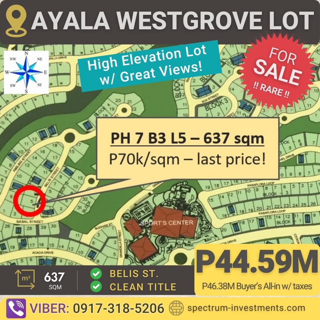 ✳️ Rare Ayala Westgrove Lot Ph7 B3 L5 for sale