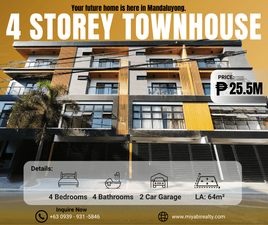 25.5M Ready For Occupancy 4 Storey Townhouse with Own Gate For Sale in Malamig Antipolo - LSS