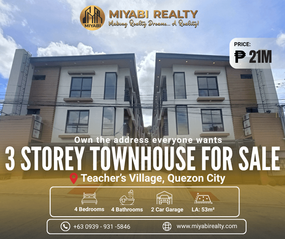 Ready For Occupancy 21M 3 Storey Compound Townhouse For Sale in Teachers Village Quezon City Near Miriam College - LSS