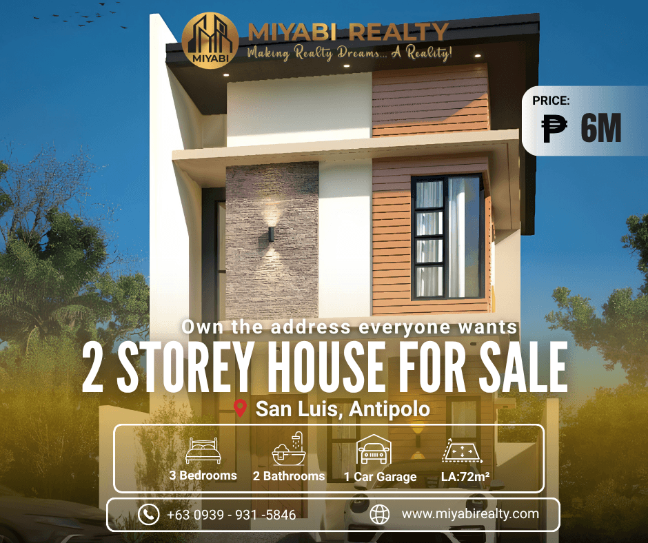 6M Brand New 2 Storey House & lot with Zero Downpayment For Sale in San Luis Antipolo - LSS