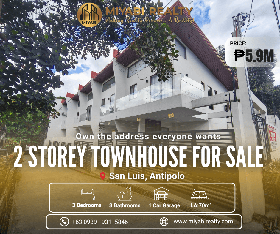 Ready For Occupancy Brand New 5.9M 2 Storey Townhouse For Sale in San Luis Antipolo - LSS