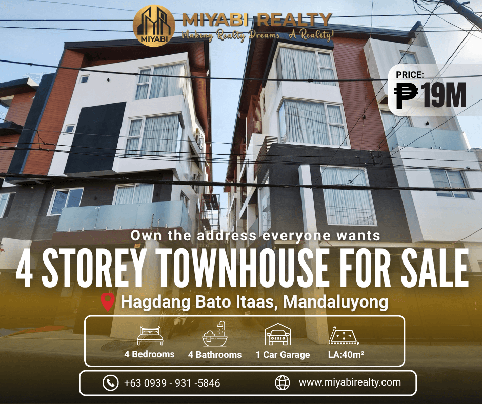 19M Brand New 4 Storey Compound Townhouse in Hagdang Bato Itaas Mandaluyong For Sale - LSS