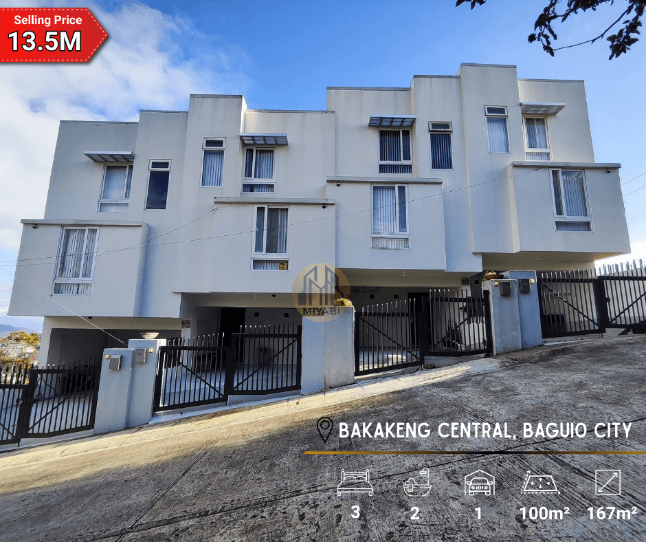 13.5M Semi Furnished 3-Storey Townhouse with Garden in Bakakeng Central Baguio City For Sale - LSS
