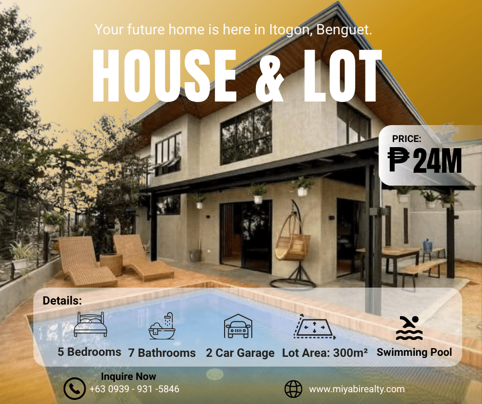 Ready For Occupancy 24M Fully Furnished 2 Storey House & Lot with Swimming Pool For Sale in Itogon Benguest - LSS