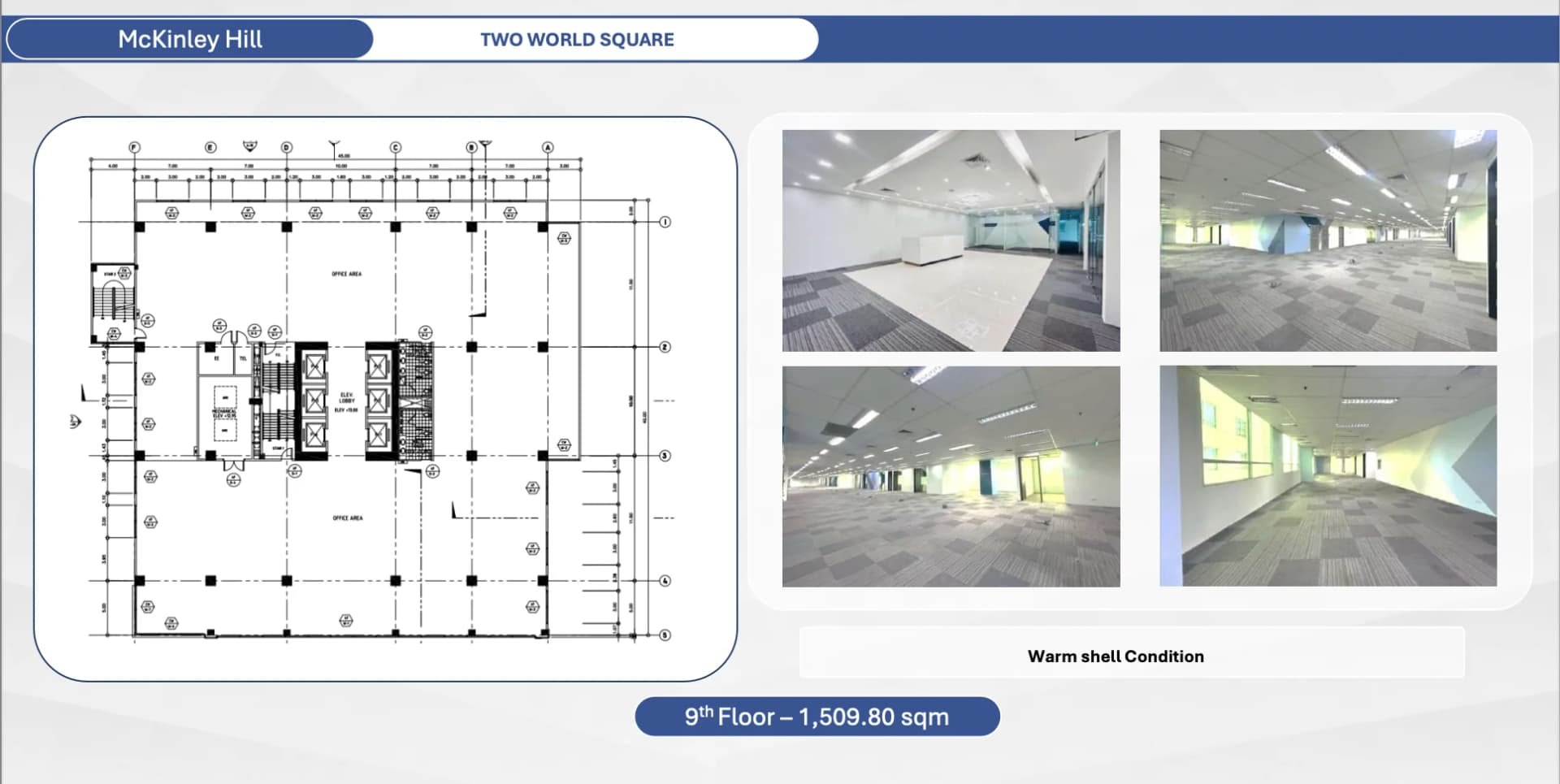 Two World Square | 1510sqm Office Space for Rent in Taguig City - Mckinley