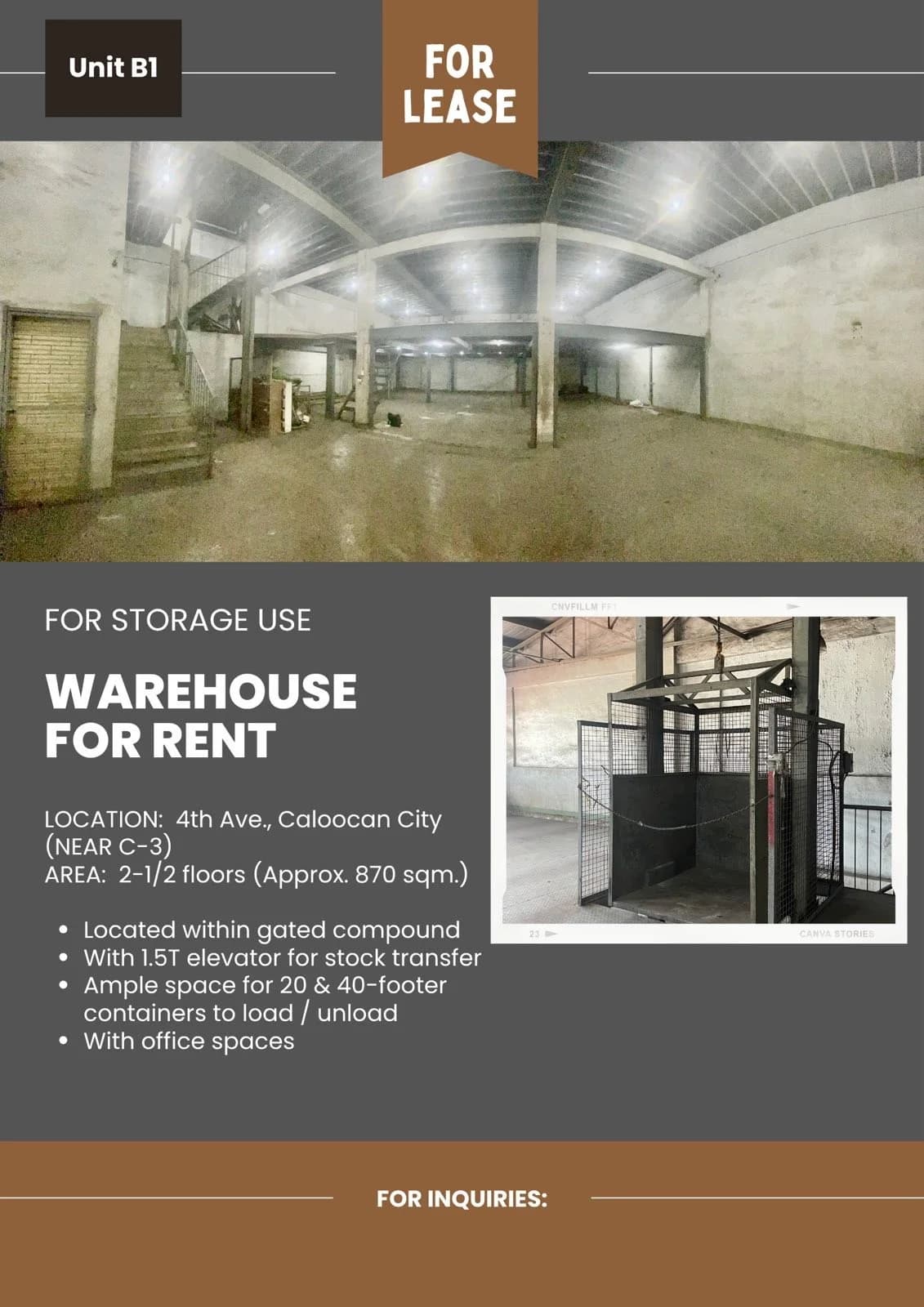 Freeman Compound - Unit B1 | 870sqm Warehouse for Rent in Caloocan City