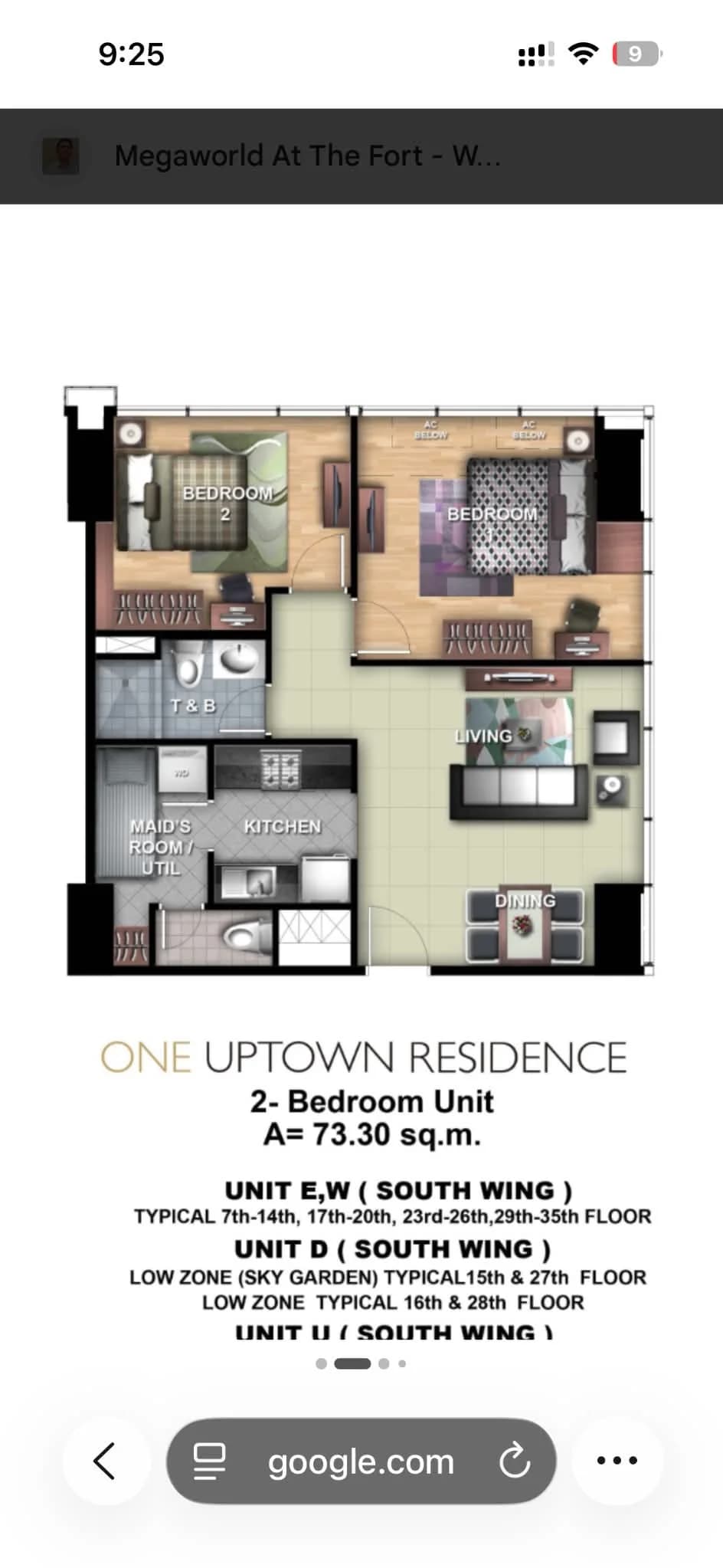 One Uptown Residence | 2BR 73sqm Condo for Sale in Taguig City - Uptown Bonifacio