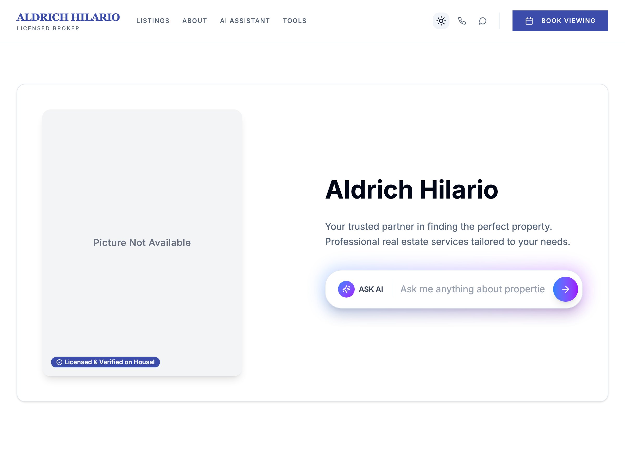 Aldrich Hilario — live AgentSpace profile on Housal