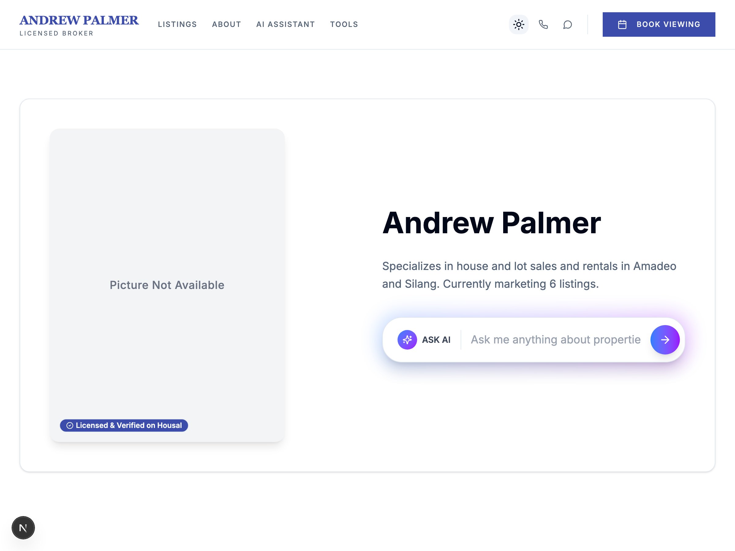 Andrew Palmer — live AgentSpace profile on Housal