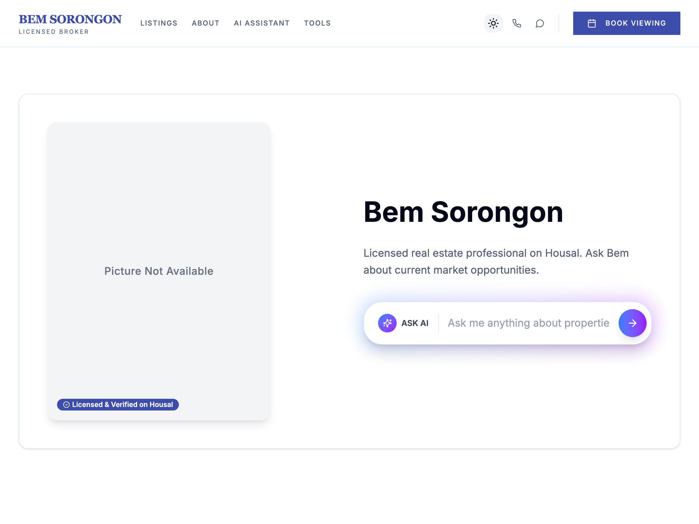 Bem Sorongon — live AgentSpace profile on Housal