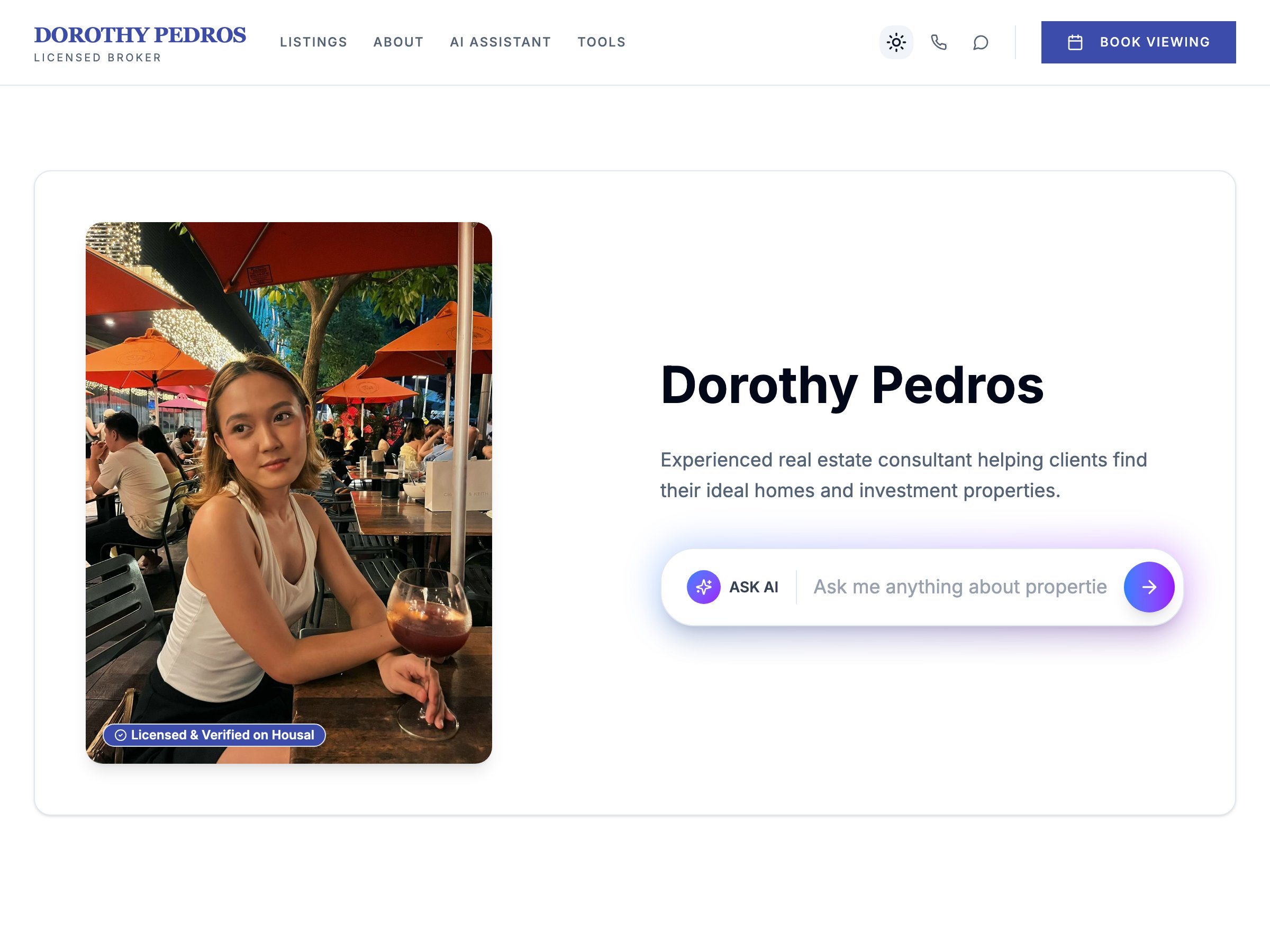 Dorothy Pedros — live AgentSpace profile on Housal