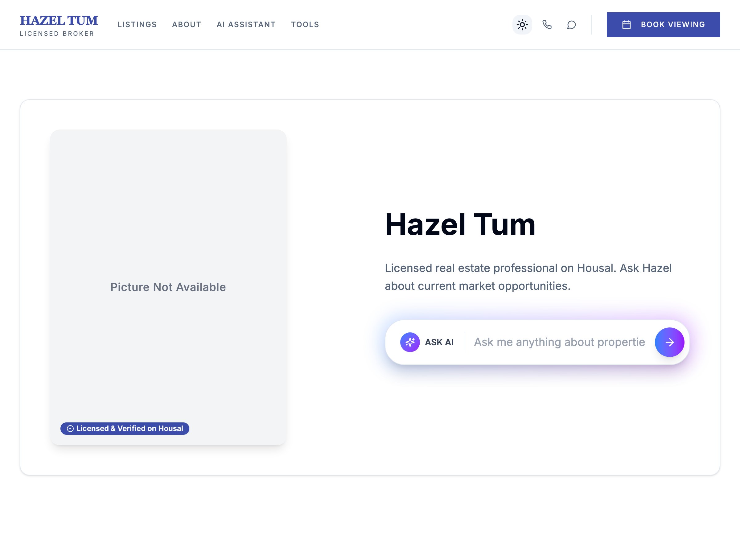 Hazel  Tum — live AgentSpace profile on Housal