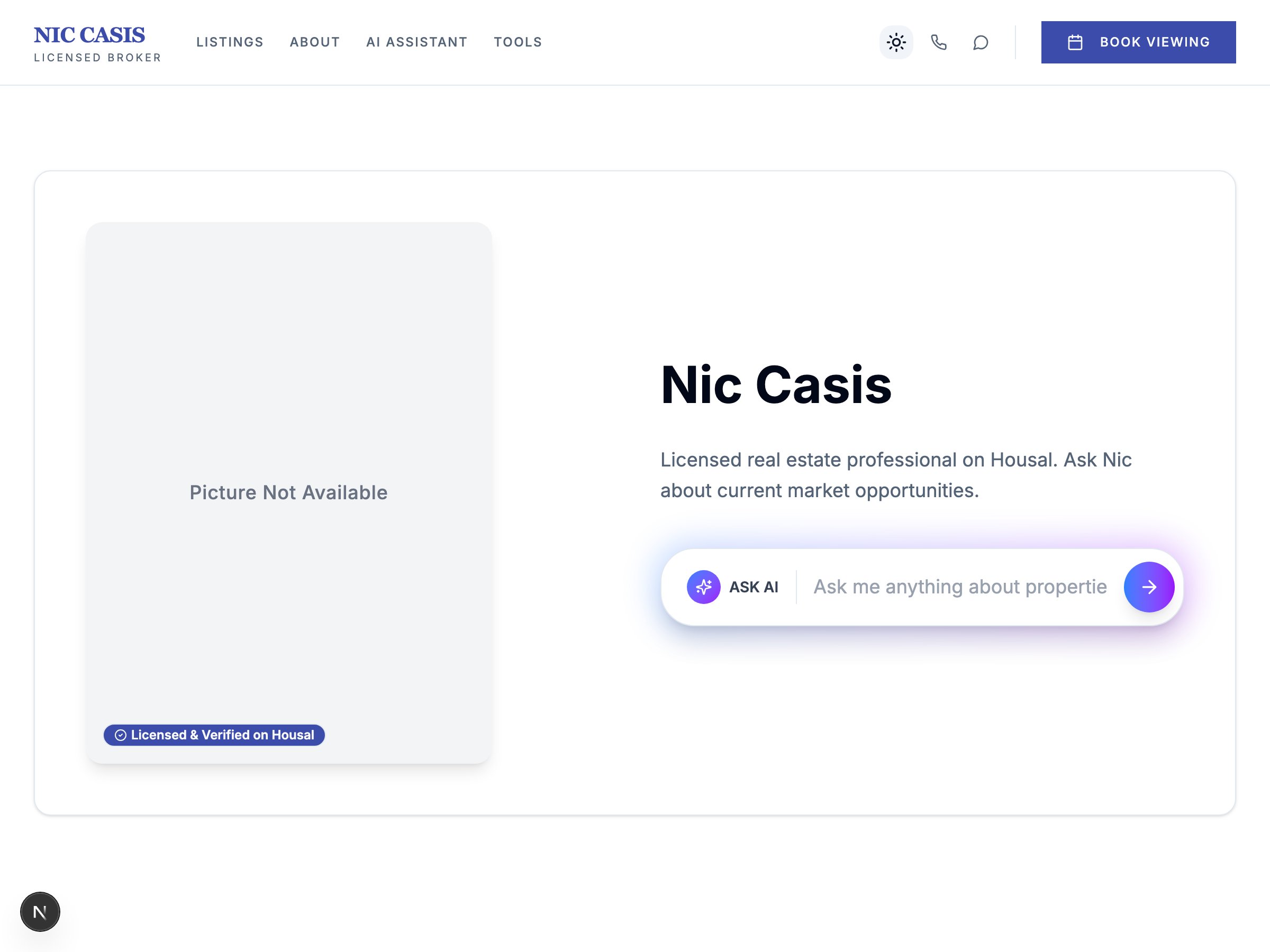 Nic Casis — live AgentSpace profile on Housal