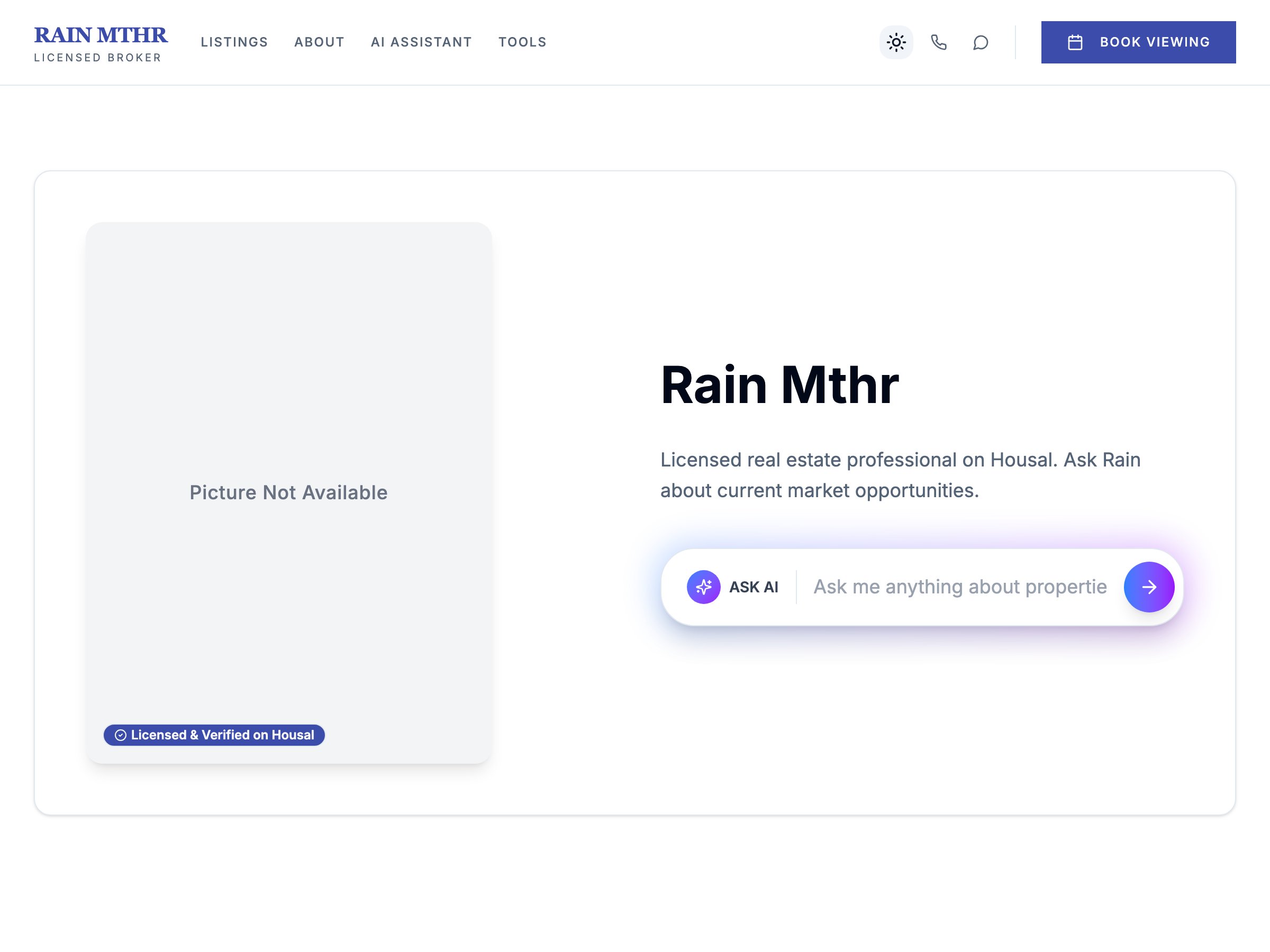 Rain Mthr — live AgentSpace profile on Housal